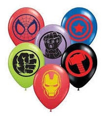 Pack 10 Globos Avengers Spider Hulk Cap Ironman Thor Thanos