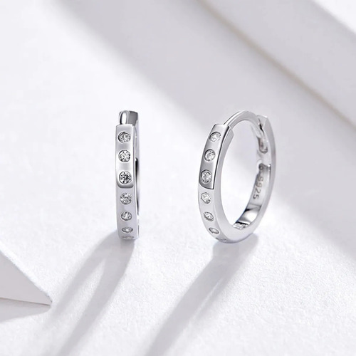 Aretes Plata 925 Pendientes Aro Huggies Chapados En Platino