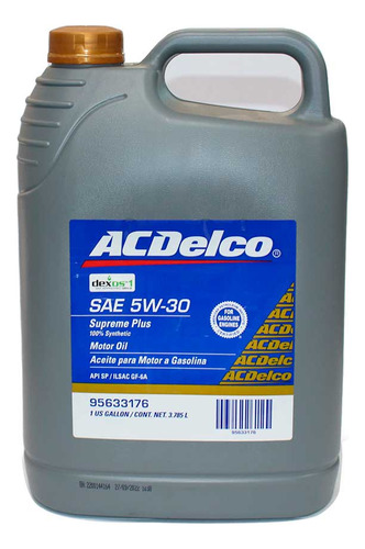 Aceite De Motor. Acdelco Supreme Plus Sae 5w30 Dexos 1 Gen 2