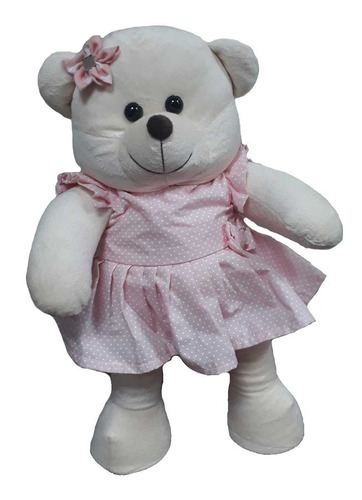 Ursa 45cm De Pelúcia Ursinha Fashion Vestido Saia Roupa Rosa