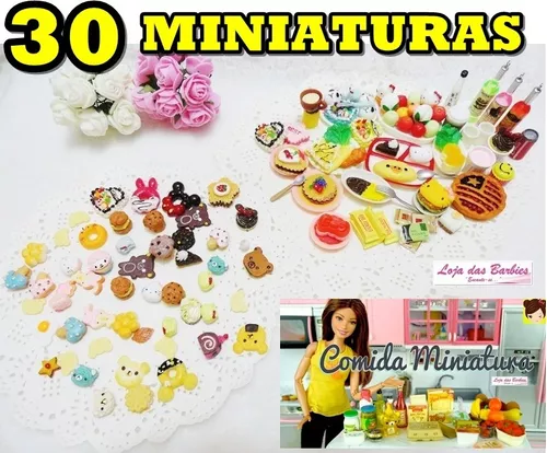 Moda 30 pçs/lote mini comida para barbie crianças jogo casa de bonecas em  miniatura alimentos