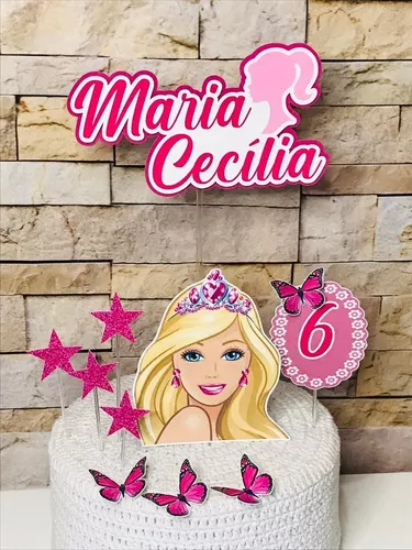 Festejante - Lis personalizados - Topo de bolo Barbie