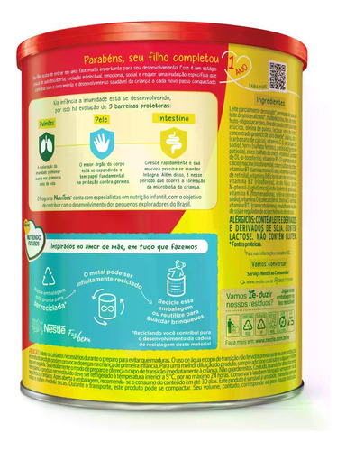 Ninho Fases 1+ Nestlé Kit Com 6 Latas De 800g Cada