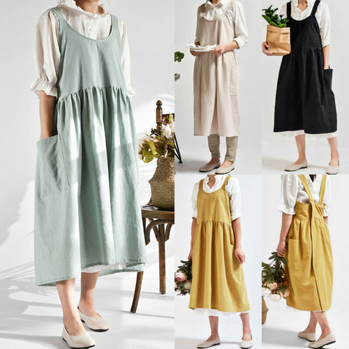 Cf Delantal Amarillo De Lino Y Algodón Para Mujer Kitchen