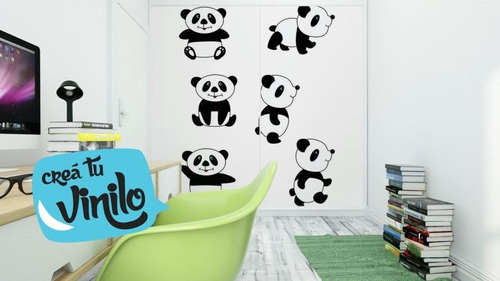 Vinilo Animales Pandas Decorativo Pared Dormitorio Cuarto