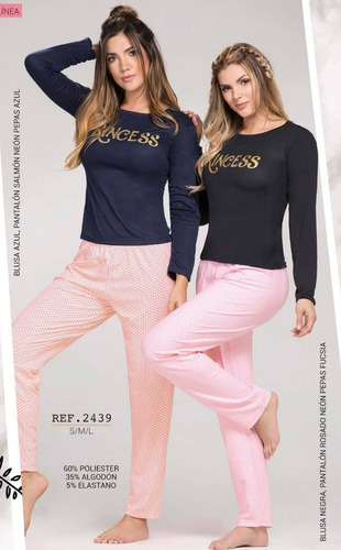 Conjunto Pijama Mujer 2 Piezas Poliéster Algodón Juvenil