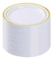 Comprar 100 Platos De Plástico Dorados, Platos De Postre