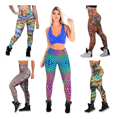 Kit 29 Calça Legging Suplex Feminina Estampada Moda Fitness