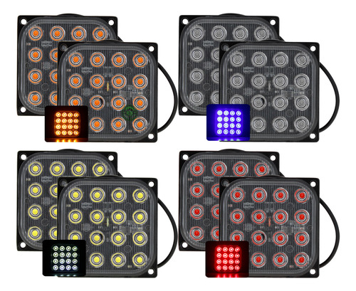 2 Codigo Estrobo Hiper Led Cuadrado Base Metal Universal 12f