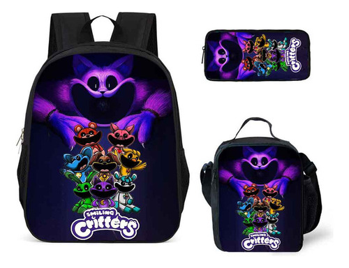 A Set De Mochilas Escolares Smiling Critters, De Tres Piezas,