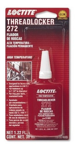 Loctite *******pk Fijador De Roscas Rojo De Alta Temperatura