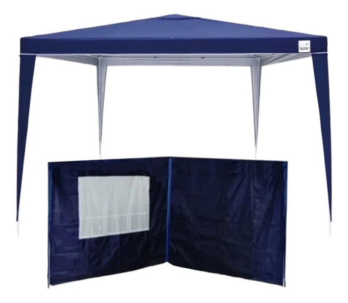 Kit Tenda Gazebo De Encaixe 3x3m Azul + 2 Paredes Lateral