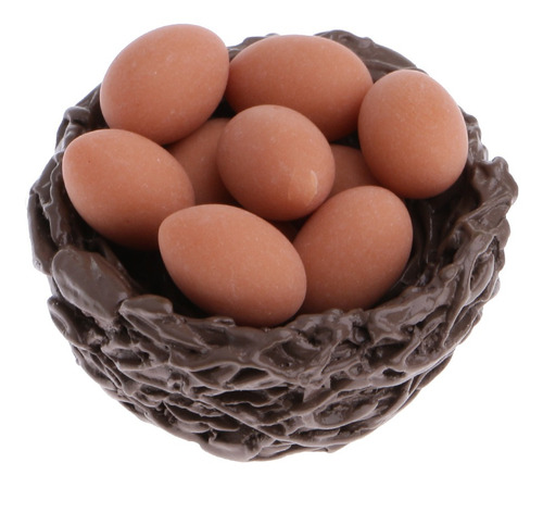 Imagen 1 de 6 de Nido De Pollo Miniatura Con 10 Huevos Para Casa De Mu?ecas