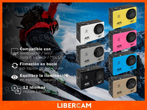 Imagen 7 de 10 de Camara Deportiva 4k Buceo Wifi Filmadora Accesorios Casco