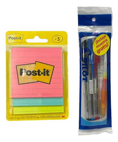 Notas Adhesivas 3m Post-it® Jaipur 150 Hojas Raya + 3 Plumas
