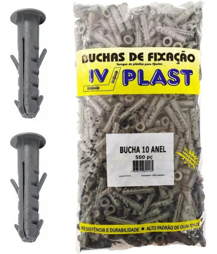 Pacote 500 Bucha Fixação Com Aba Anel 10 Mm Ivplast