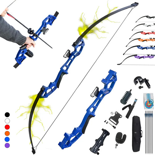 40lbs Adultos Recurve Arcos Tiro Con Arco Set,survival Longbow Mano Ambidiestro Con Utilizado Para Recurve Bow Target Práctica Caza Al Aire Libre Tiro Con Arco Flechas Carbono Y Armguard Y Finger Tab