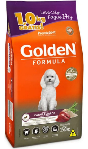 Ração Cães Adultos Golden Carne Min Bits Pague 14 Leve 15 Kg