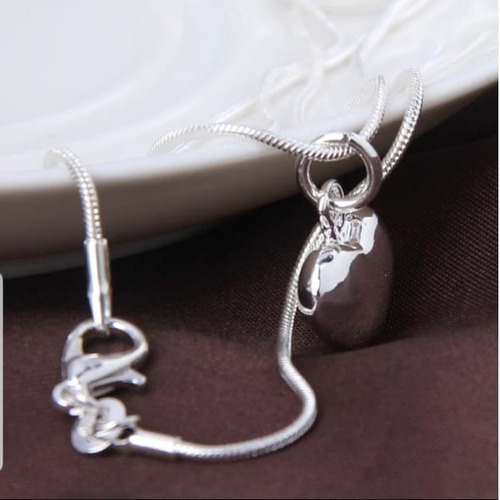 Collar Colgante Para Fotos Diseño De Corazón - Plata 925