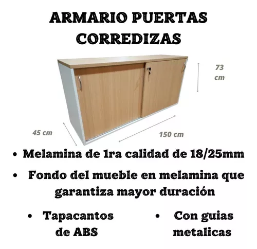 Mueble De Oficina Armario Bajo Puertas Corredizas Combinado