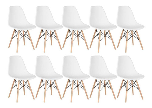 10 Cadeiras Charles Eames Wood Cozinha Eiffel Dsw Cores Cor da estrutura da cadeira Branco