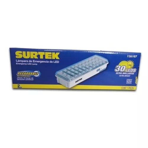 LAMPARA RECARGABLE DE EMERGENCIA 30 LED (200 LUMENS) SURTEK 136107