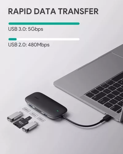 Ripley - CONCENTRADOR USB C ADAPTADOR USB C A ETHERNET 7 EN 1 PARA MACBOOK  AIR / PRO 4K USB C A HDMI USB 3.0 LECTOR DE TARJETAS