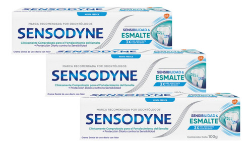 Combo X3 Sensodyne Crema Dental Sensibilidad Y Esmalte 100g