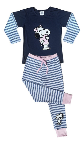 Pijama Infantil Niña Pantalón Y Playera Manga Larga Snoopy