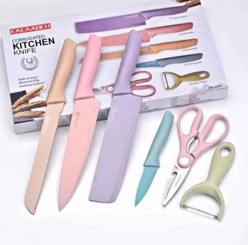 Set De Cuchillos Para Cocina Practiksa Chef Construidos En Acero Inoxidable  Con 6 Piezas Multicolor