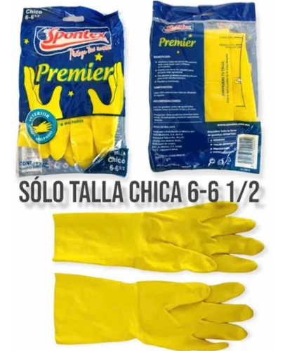 Guantes Para Limpieza Spontex Premier Talla Chica 6-6 1/2 Amarillo