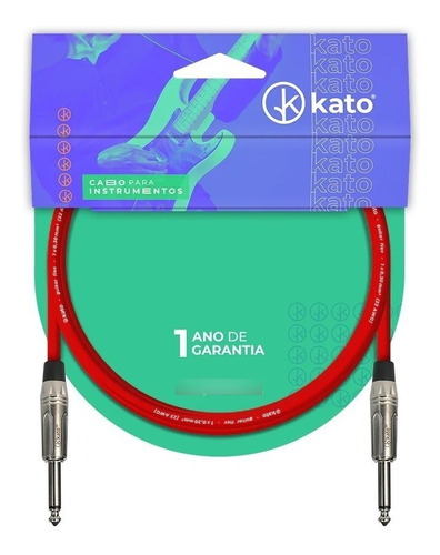 Cabo De Instrumento Kato P10/p10 Guitarra 5 Mts Vermelho Ang