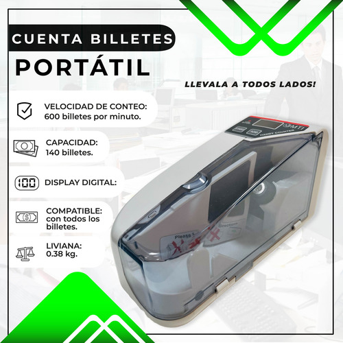 Mini Contadora De Billetes Mti Máquina Cuenta Plata Portatil