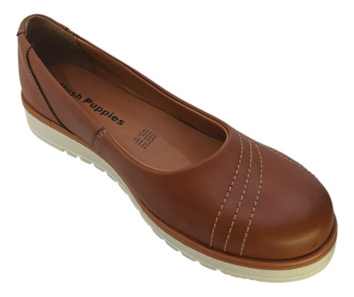 Flats Mujer Piel Cómodos Hush Puppies Hp01829 Cognac / Beige