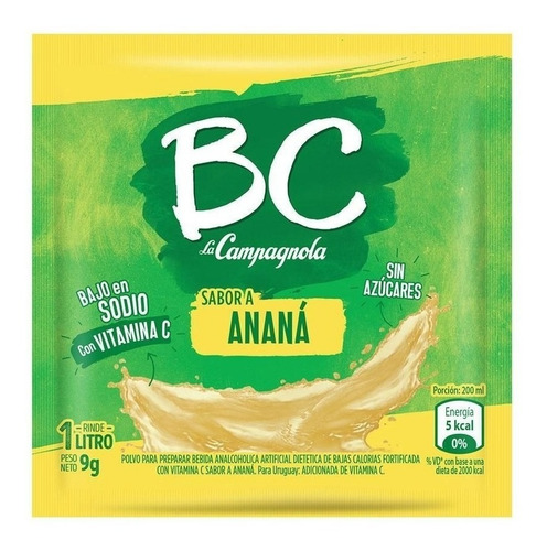 Imagen 1 de 1 de Jugo En Polvo Bc La Campagnola Anana X 18 Sobres