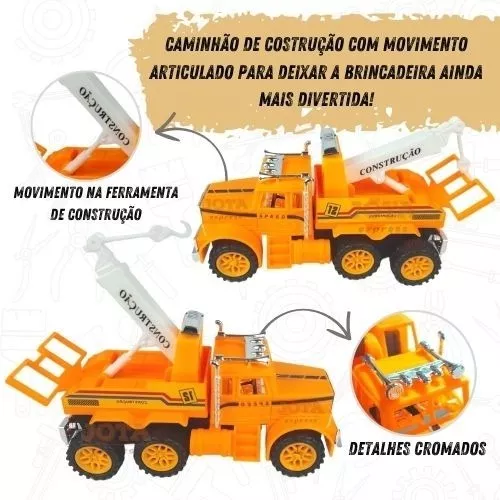 Kit 4 Caminhão Truck Construção 17 Cm Brinquedo Infantil