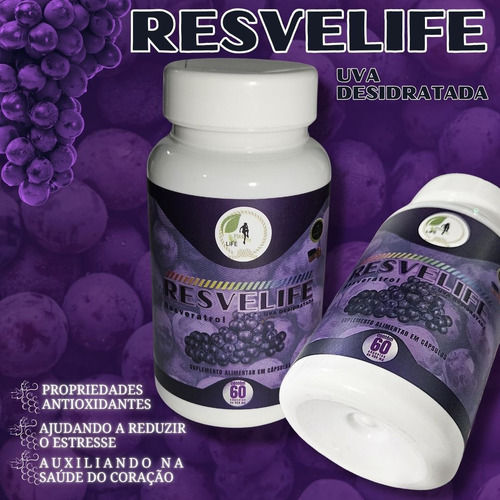 Kit 3 Semente De Uva Resveratrol Resvelife 60 Cáps Fits Life