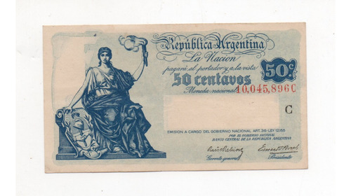Billete 50 Centavos Moneda Nacional Progreso Bottero 1801 Ex