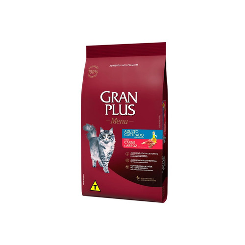 Alimento Gran Plus Castrados para gato adulto sabor salmão e arroz em saco de 10.1kg