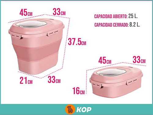 Contenedor Plegable De Alimento Comida Para Mascotas Grande Plegable Rosa Pálido