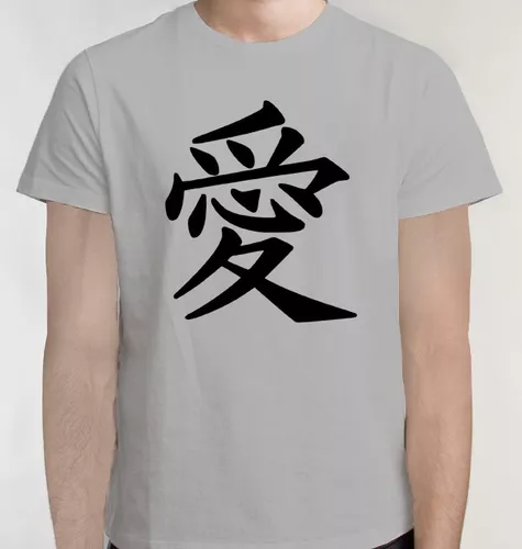 Redkanji amor símbolo t camisa masculina algodão 6xl amor japonês