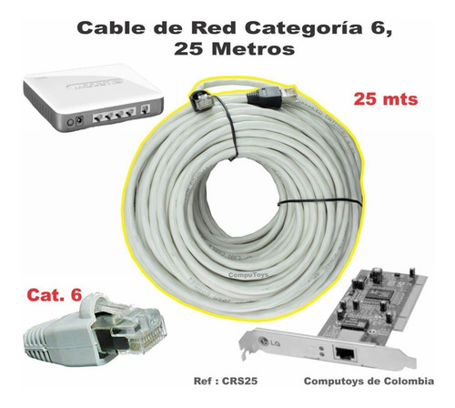 Imagen 2 de 6 de Conexion Cab Utp Rj-45 Cat.6, 25m Ref: Crs25 Computoys Sas