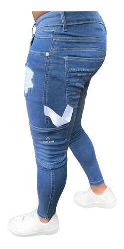 Calça Jeans Skinny Masculina Bolso Lateral Com Detalhe Top