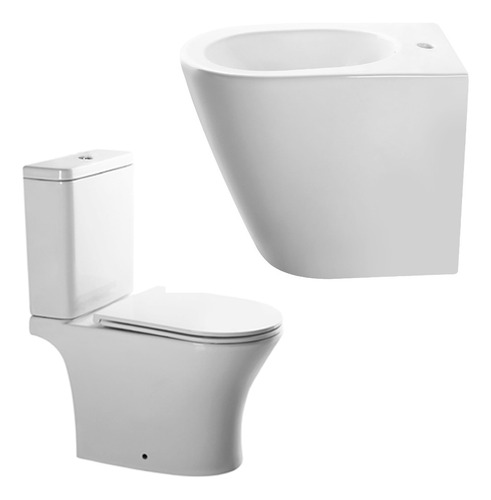 Inodoro Apoyo Con Deposito Dual Y Tapa + Bidet 1 Orificio