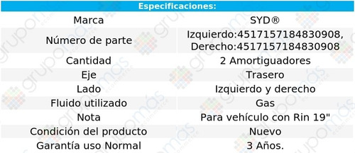 2 Amortiguadores Gas Traseros Syd Fusion 2013 A 2020