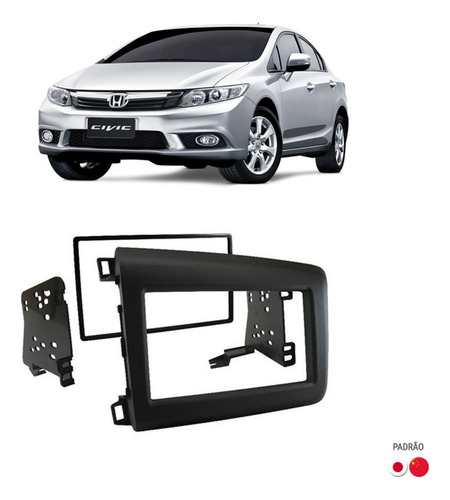 Moldura Painel 2 Din Dvd Honda Civic 2013 Grafite