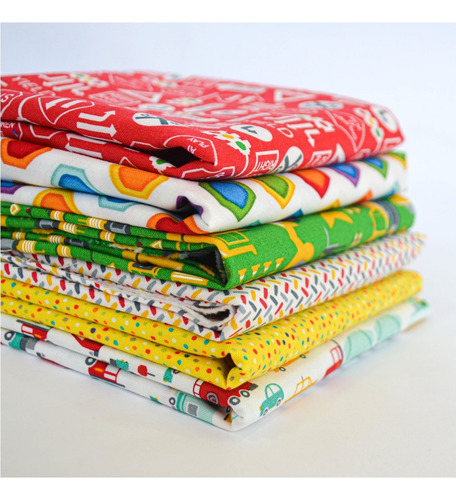 Set 6 Telas Algodón, Patchwork 50x55cm C/u Diseño Autos
