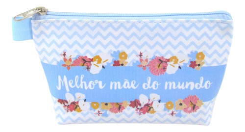 Nécessaire Feminina Pequena Estampada Presente Dia Das Mães Cor Chevron Azul Claro