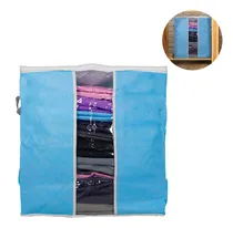 Comprar Caja Bolsa De Tela Organizadora De Almacenamiento Slim Company Para Guardar Ropa Colchas Edredones Mantas Color Azul Cielo