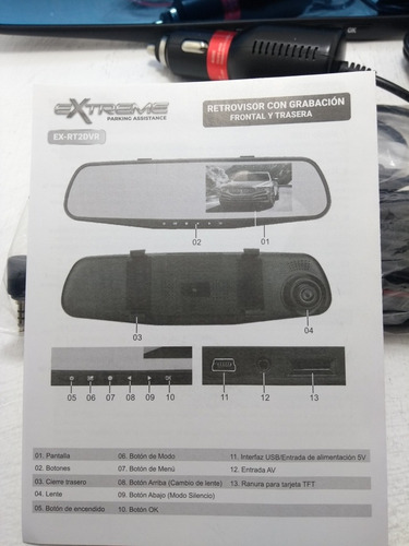 Espejo Retrovisor. Grabación Frontal Y C/ Trasera. Ex-rt2dvr